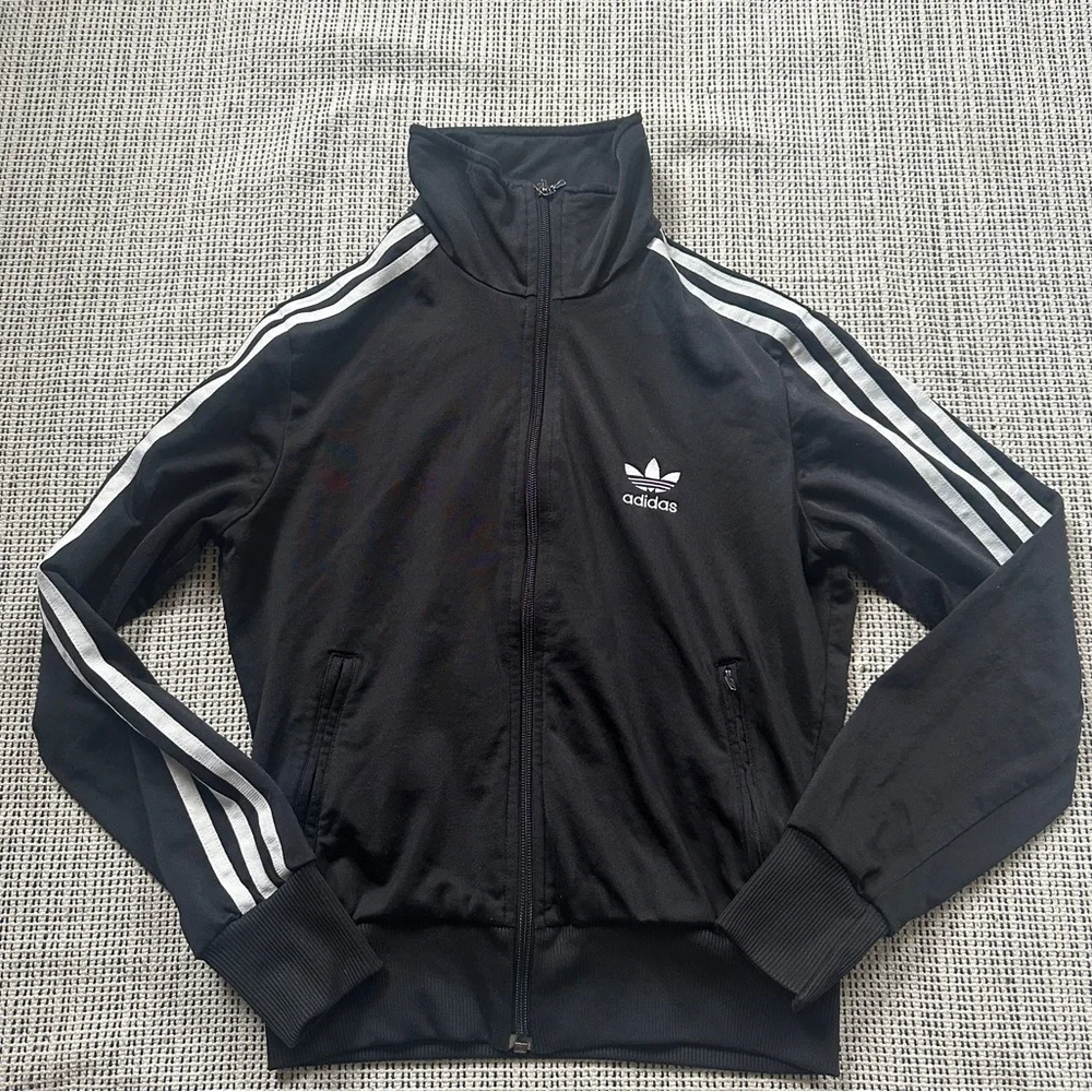 ADIDAS Black and White Full Zip Sweatshirt Size S - Picture 1 of 7